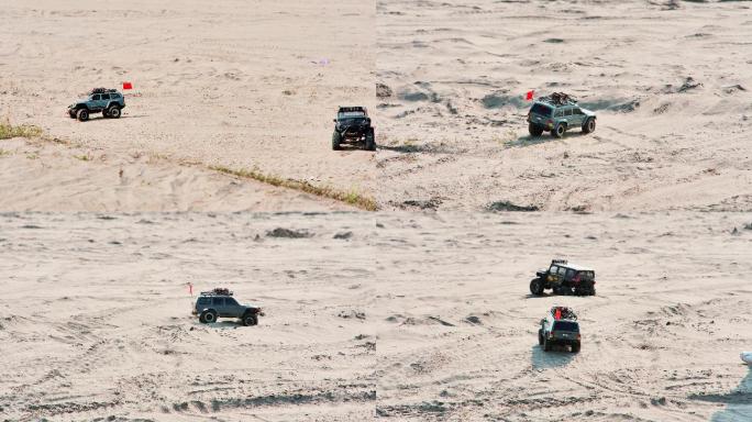 【原创4K】玩具越野车行驶在沙地沙漠
