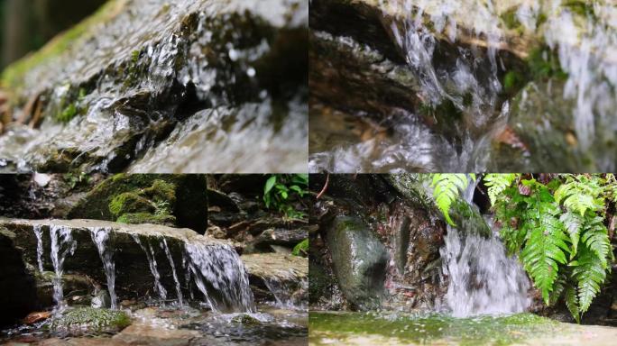 天然山泉水矿泉水青苔素材地下河