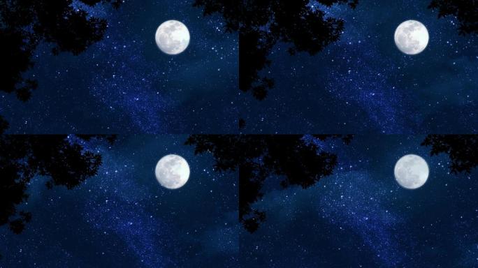 蓝色星空月夜思念的夜