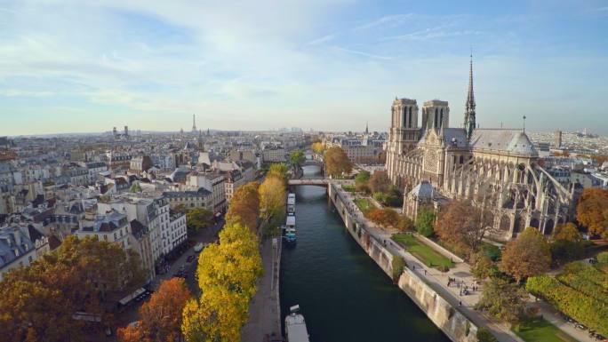 巴黎圣母院鸟瞰图法兰西卢浮宫基督教