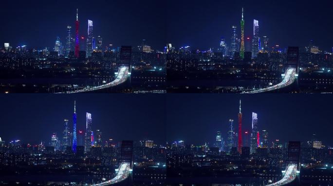 广州塔东塔西塔新光大桥夜景视频