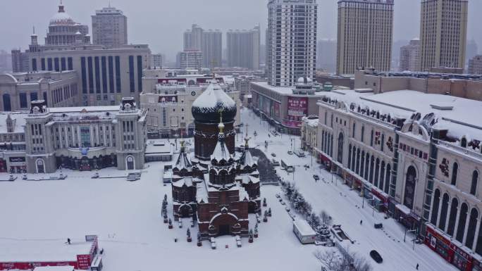 哈尔滨冬天下雪索菲亚
