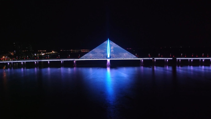 多角度航拍江西吉水县吉阳大桥的夜景
