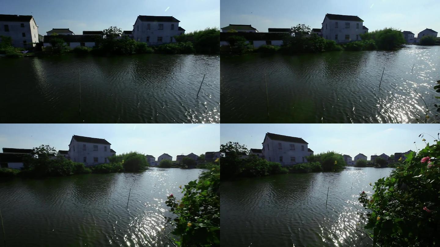 江边农村小楼建筑水面水边6C018