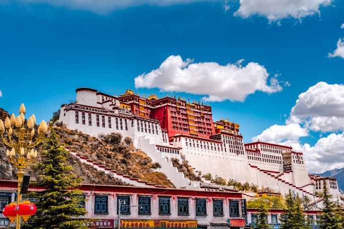 西藏布达拉宫延时航拍脱贫4K素材（1）