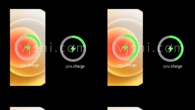 黄色iphone12手机充电界面视频