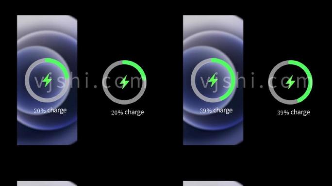 蓝紫iphone12手机充电界面视频