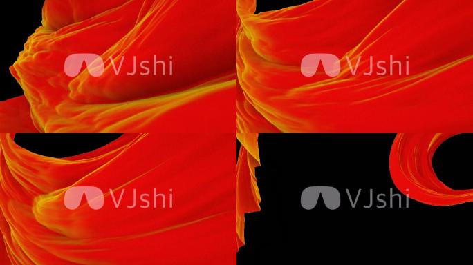 转场红飘带红色透明背景