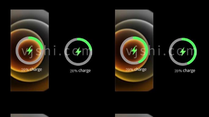 橙色iphone12手机充电界面视频