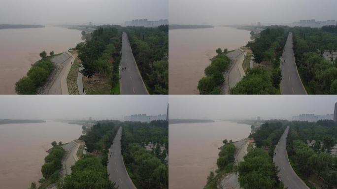 山东济南：航拍百里黄河风景区