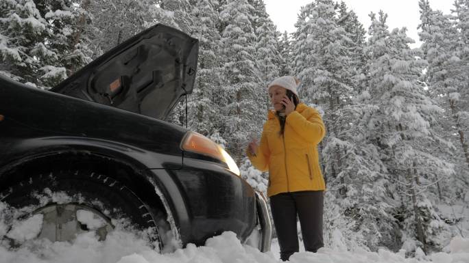 汽车在第一场雪中抛锚了