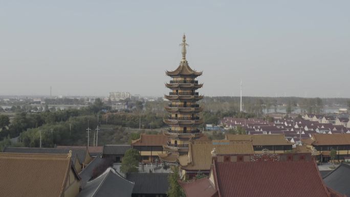 盐城射阳息心寺航拍4k