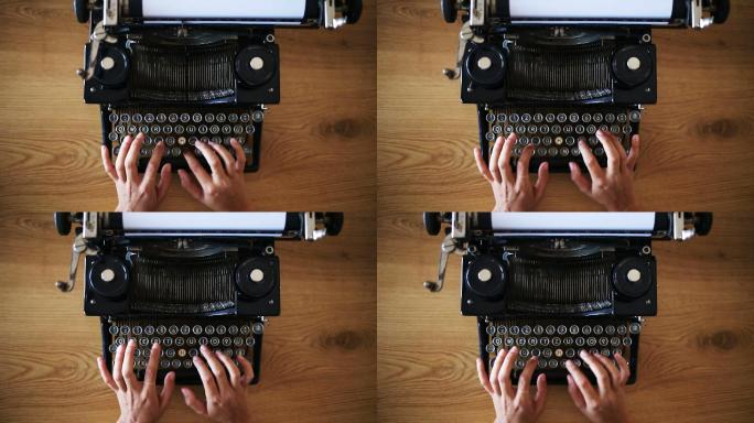 用复古打字机打字古董信件-文件秘书