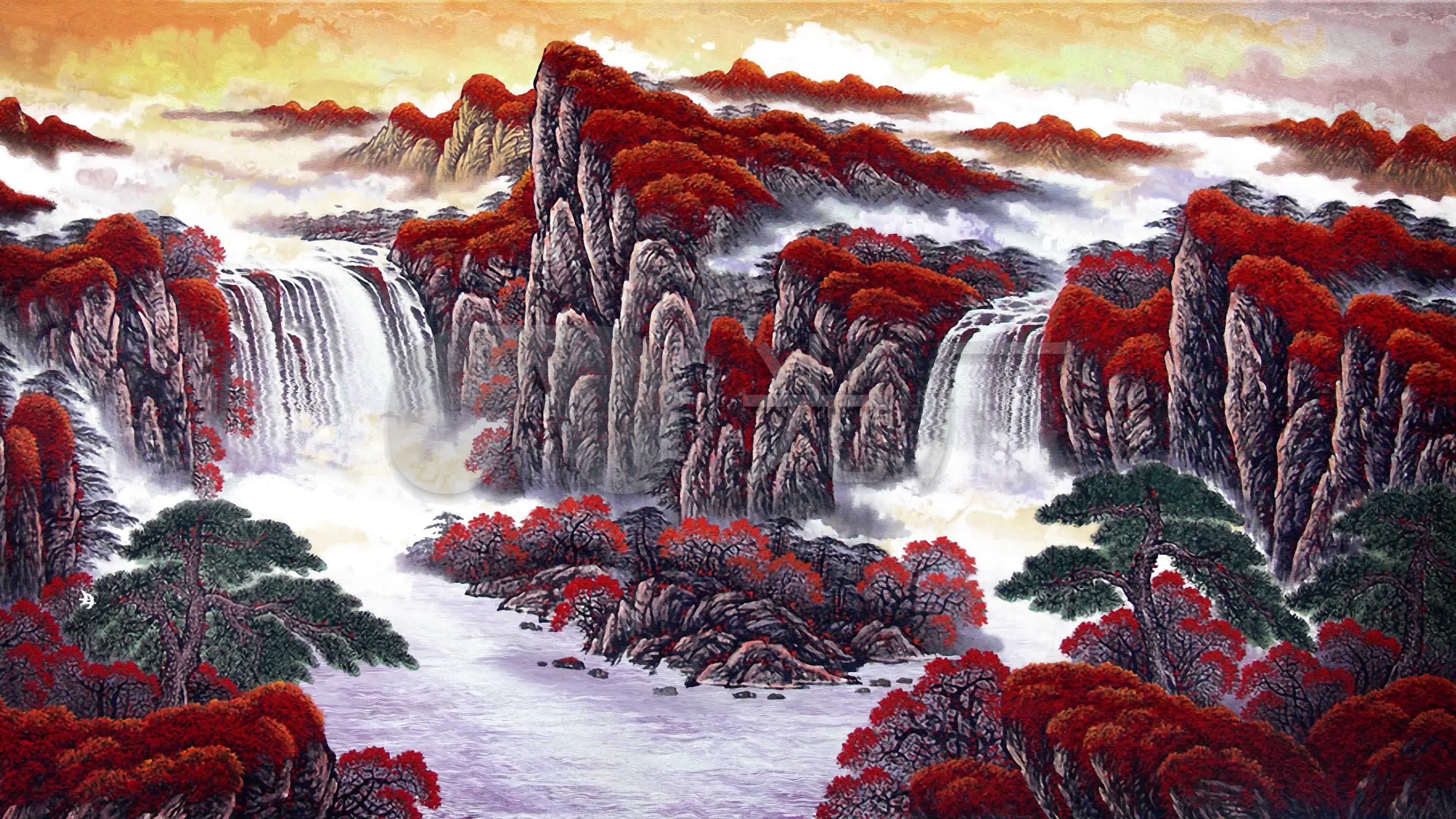 鸿运当头中国风水墨视频系列素材