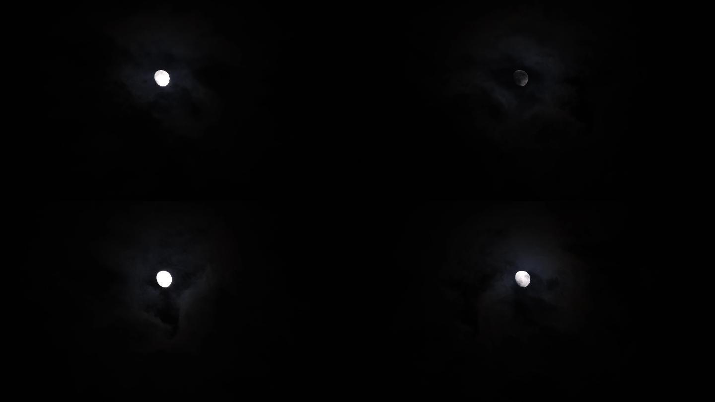 4K寂静的夜晚夜空中的月亮视频素材