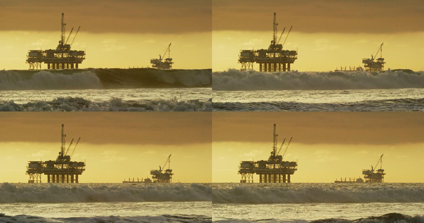 海上石油平台采矿-自然资源石油生产平台黄