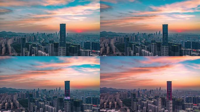 济南汉峪金谷城市高楼夕阳延时摄影
