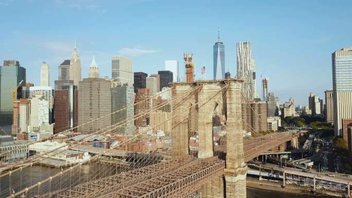 鸟瞰布鲁克林大桥纽约州曼哈顿-纽约市城市