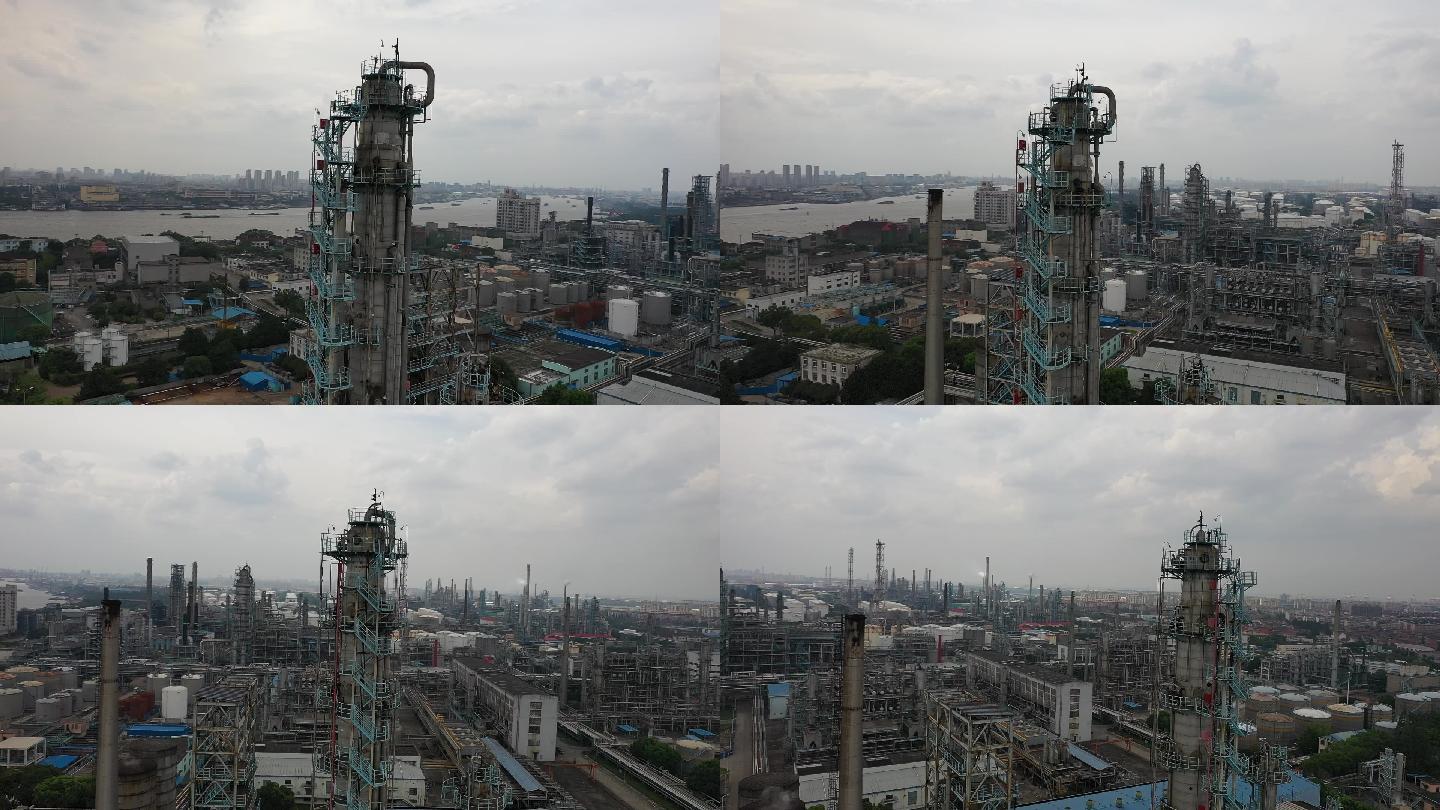 视频原素材-航拍上海高桥石油化工区