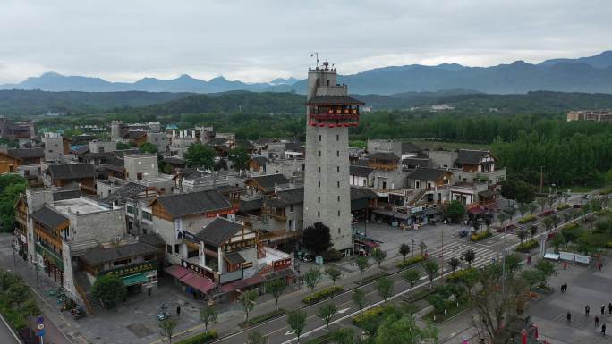 4K新北川县城巴拿恰中国羌城航拍