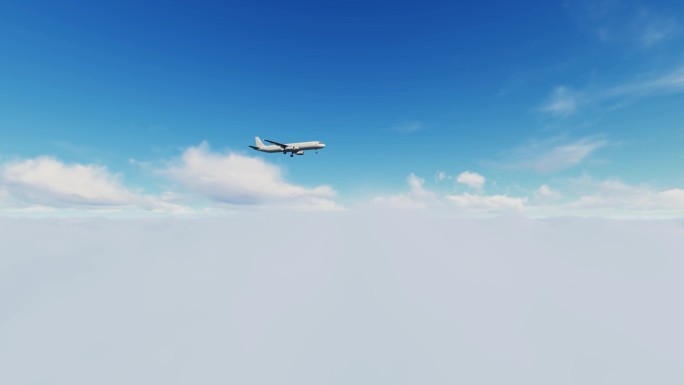 4K飞机飞过天空云层合集