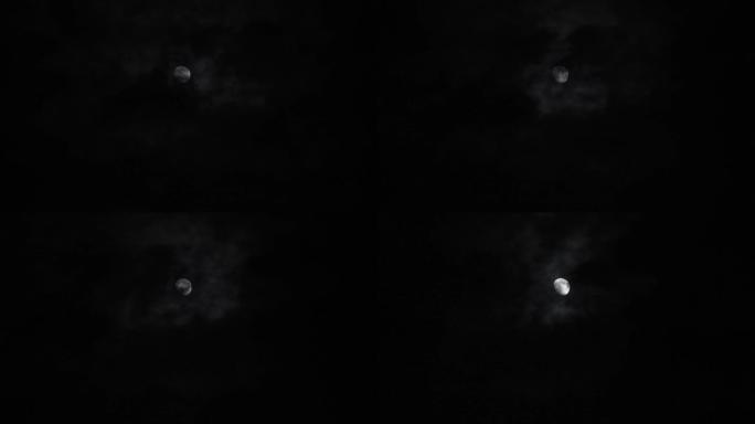 4K寂静的夜晚云层遮住月亮视频素材