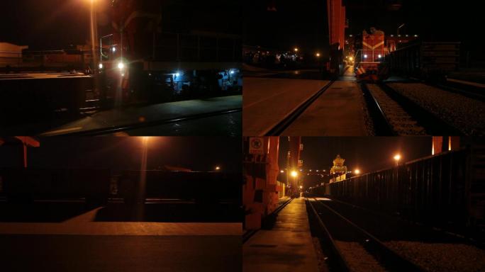 火车夜间进站视频素材