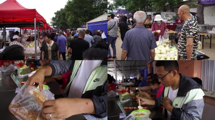 小城清晨生活视频素材早市菜市场油条豆浆