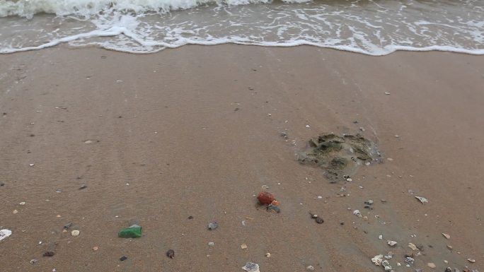 高清实拍海浪海边海浪海水污染