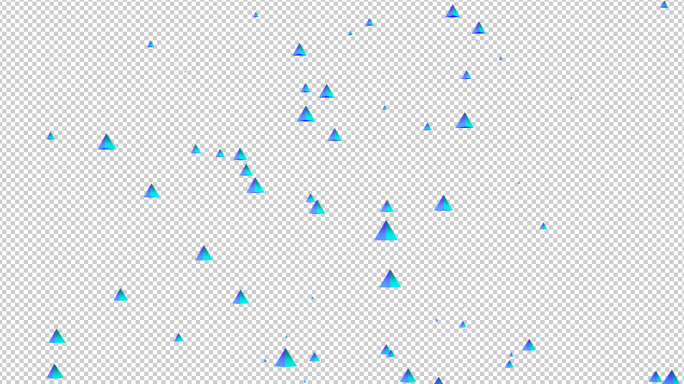 【4K粒子|透明通道】蓝色三角体粒子上升