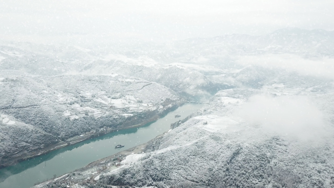 冬季山河雪景后期下雪特效