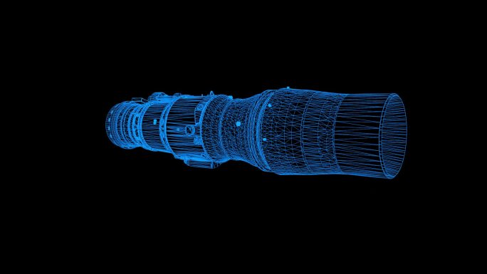 飞机发动机全息线条360度展示