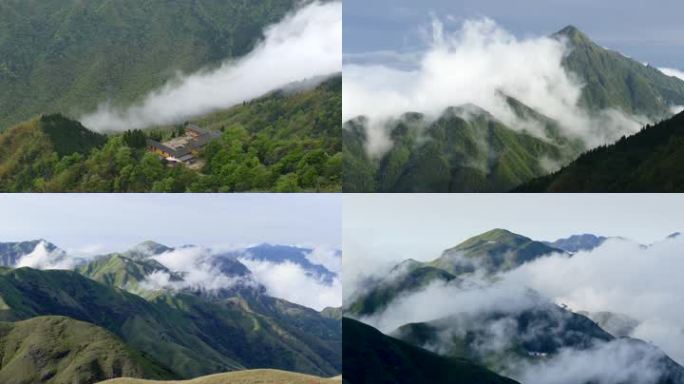 实拍微延时武功山箕峰云海飞腾（4K）