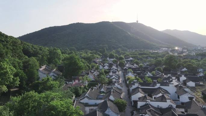 惠山古镇航拍锡惠公园惠山秋景