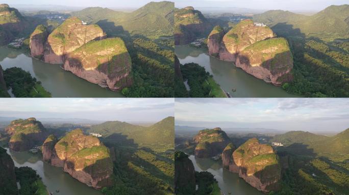 山峰溪河航拍依山傍水