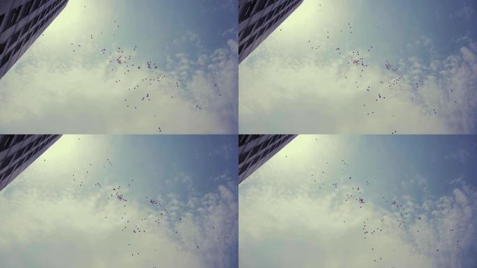 气球飘向天空