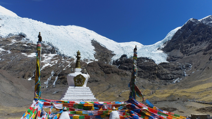 西藏浪卡子乃钦康桑雪山和卡若拉冰川