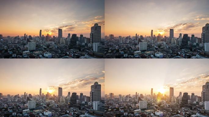 曼谷延时摄影城市全景地标cbd鸟瞰繁华都