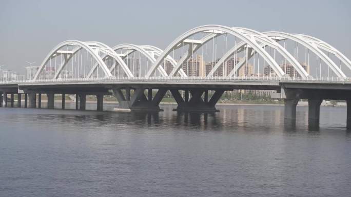 西安城市大桥灞河风景视频4K素材