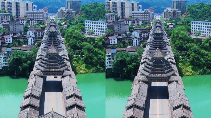 三江风雨桥建筑竖拍最新