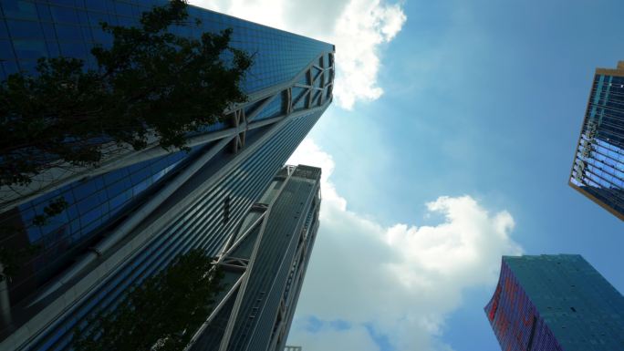 4K湖南金融中心高楼仰视延时空镜