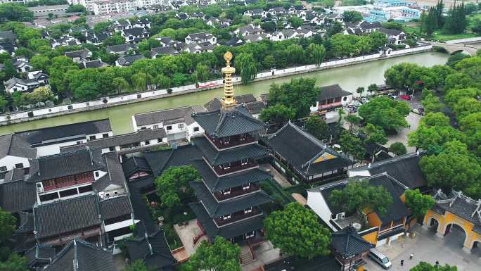 4k航拍苏州寒山寺