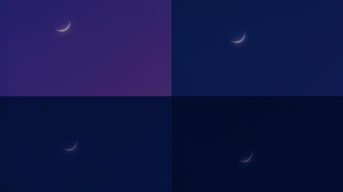 唯美夜空月亮弯月落下延时视频素材
