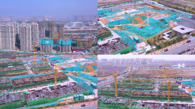 河南郑州基建，建筑施工，工地塔吊，房地