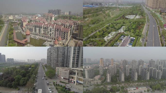西安城市建筑道路航拍视频素材