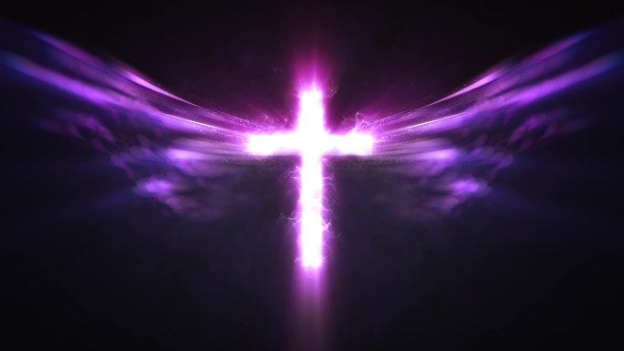 神圣紫色十字架翅膀循环视频