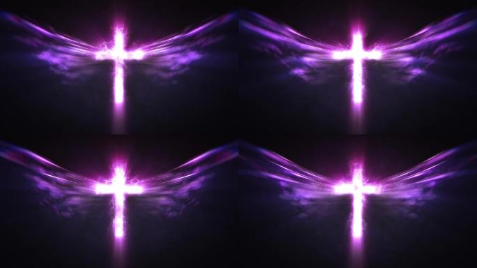 神圣紫色十字架翅膀循环视频