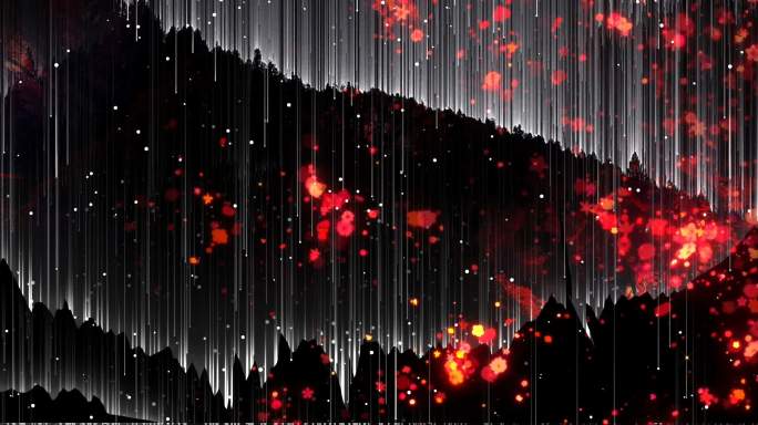 【原创】抽象黑白风格山体红色流体花瓣素材