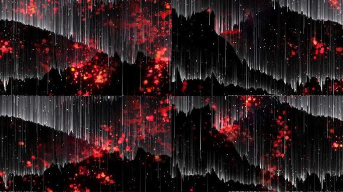 【原创】抽象黑白风格山体红色流体花瓣素材