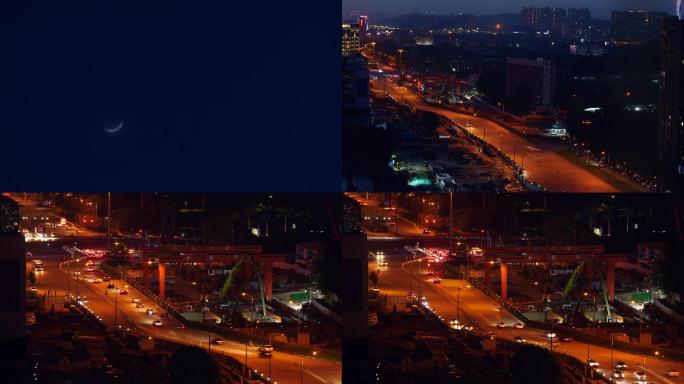 城市夜幕降临夜景4k延时视频素材